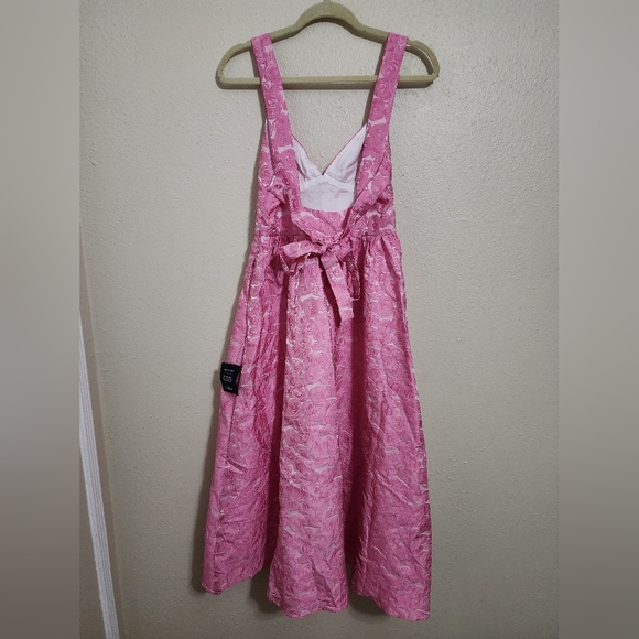 Lulus Rudra Pink Floral Jacquard A-Line Backless Midi Dress S Wedding Party Prom - Picture 9 of 12